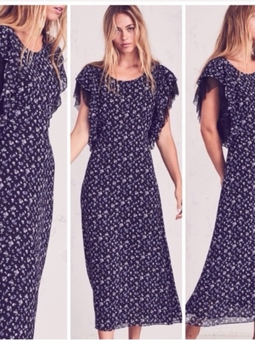 Love Shack Fancy Jardin Floral Ruffle Sleeve Maxi Dress -